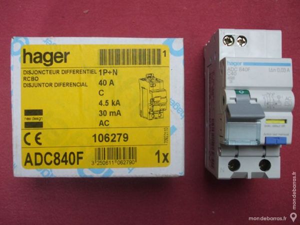 R�f ADC840F DISJONCTEUR HAGER 1P+N 40A 30mA AC 110 Tergnier (02)