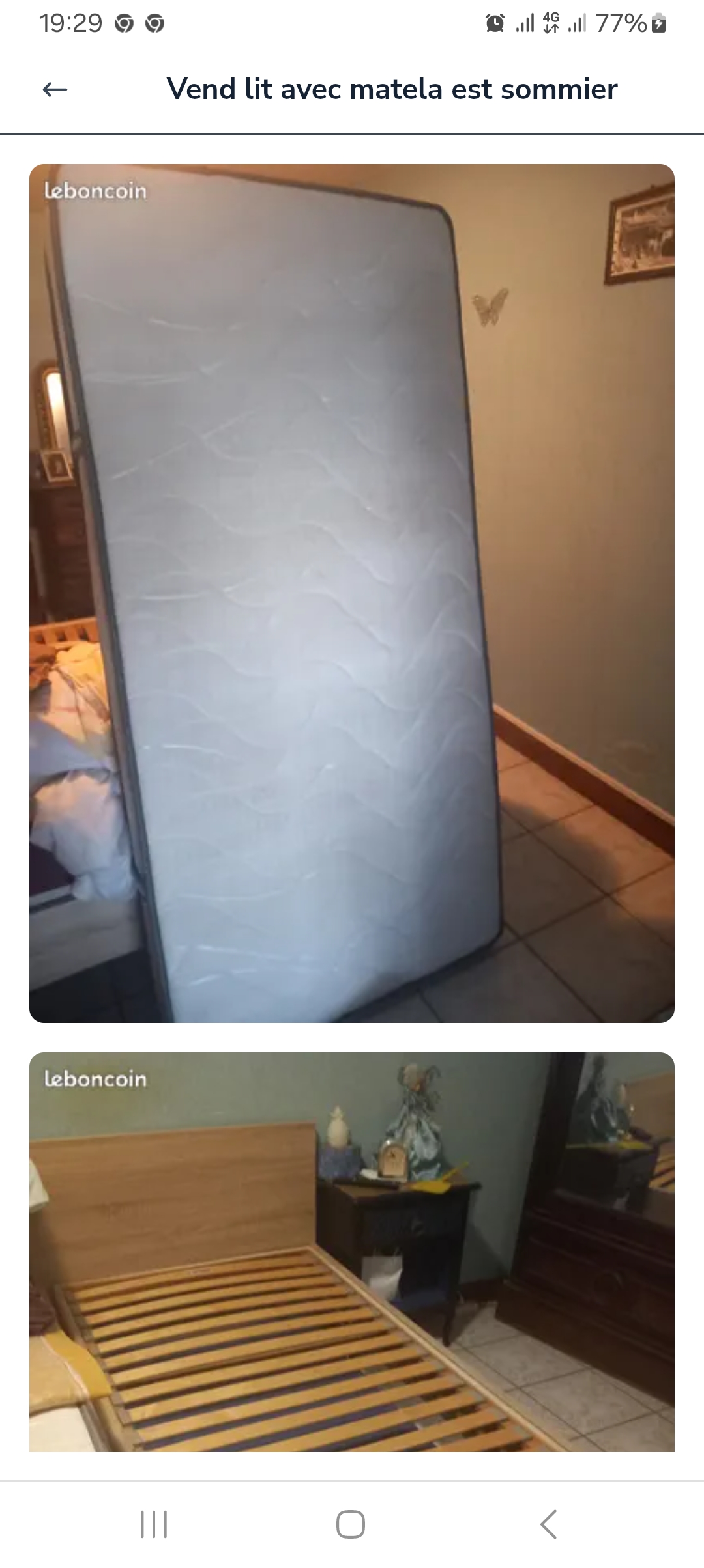 Lit  adulte une place avec sommier  et matelas 150 Brioude (43)