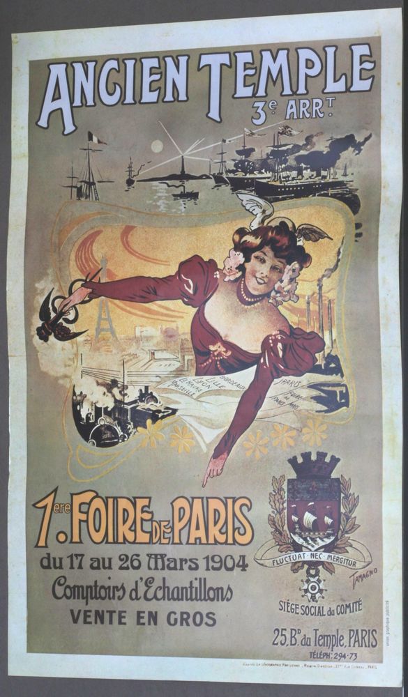 Affiche 1�re Foire de Paris 1904. Ancien Temple Paris 3�me 50 Issy-les-Moulineaux (92)
