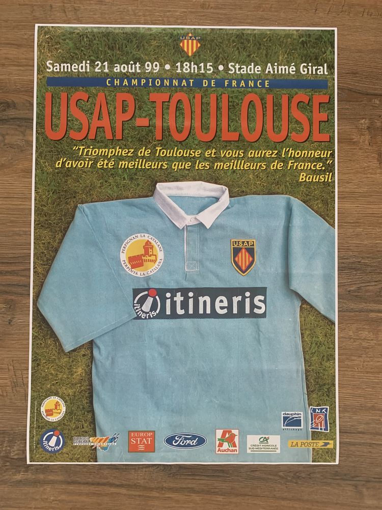 Affiche ancienne Match Rugby  USAP / Toulousain 20 Saleilles (66)