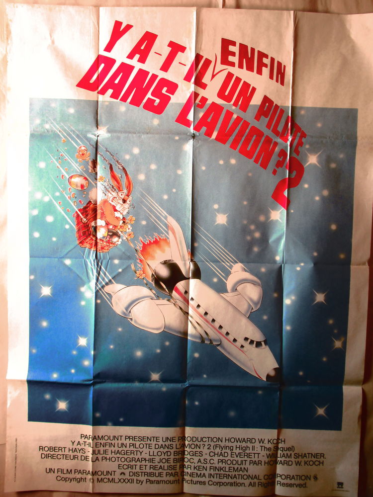 AFFICHE CINEMA Y A-T-IL ENFIN UN PILOTE DANS L'AVION 120x160 16 Curtafond (01)