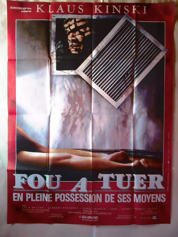 Affiche de cin�ma Fran�aise de FOU A TUER 120x160 cm pli�e 14 Curtafond (01)