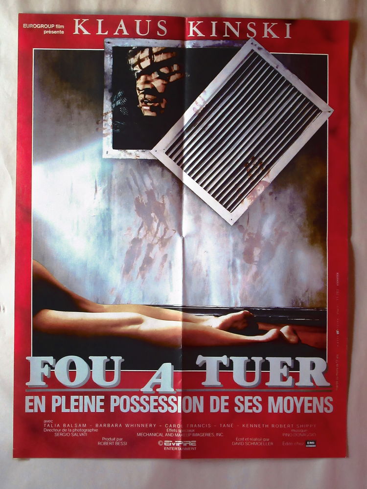 Affiche de cin�ma Fran�aise de FOU A TUER (CRAWLSPACE)... 12 Curtafond (01)