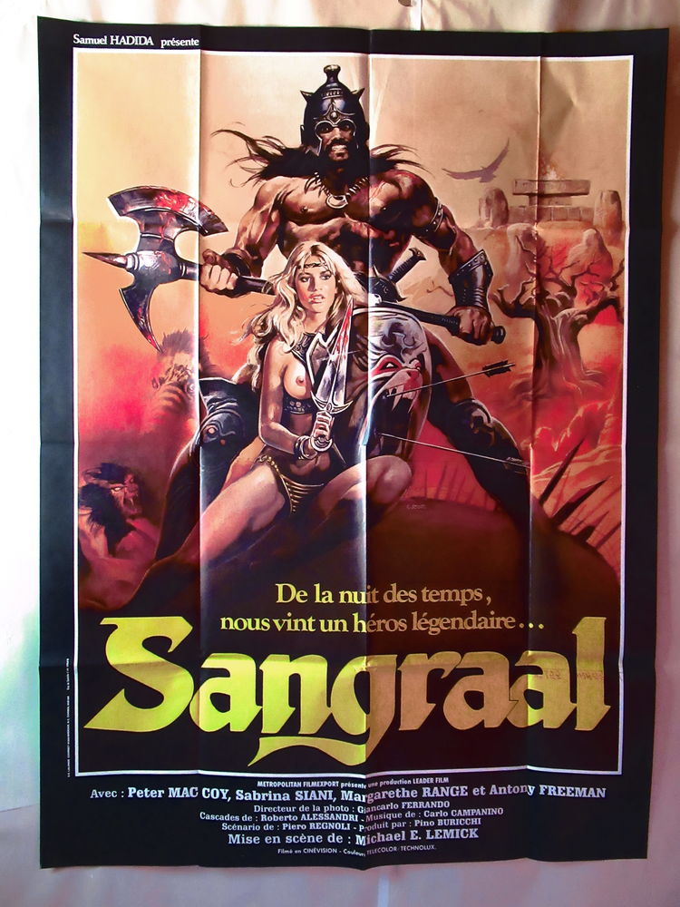 Affiche de cin�ma originale vintage SANGRAAL 120x160 cm pli� 24 Curtafond (01)