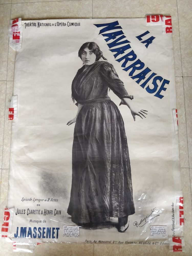 affiche La Navarraise 1895 théâtre de l'Opéra comique 100 Paris 1 (75)