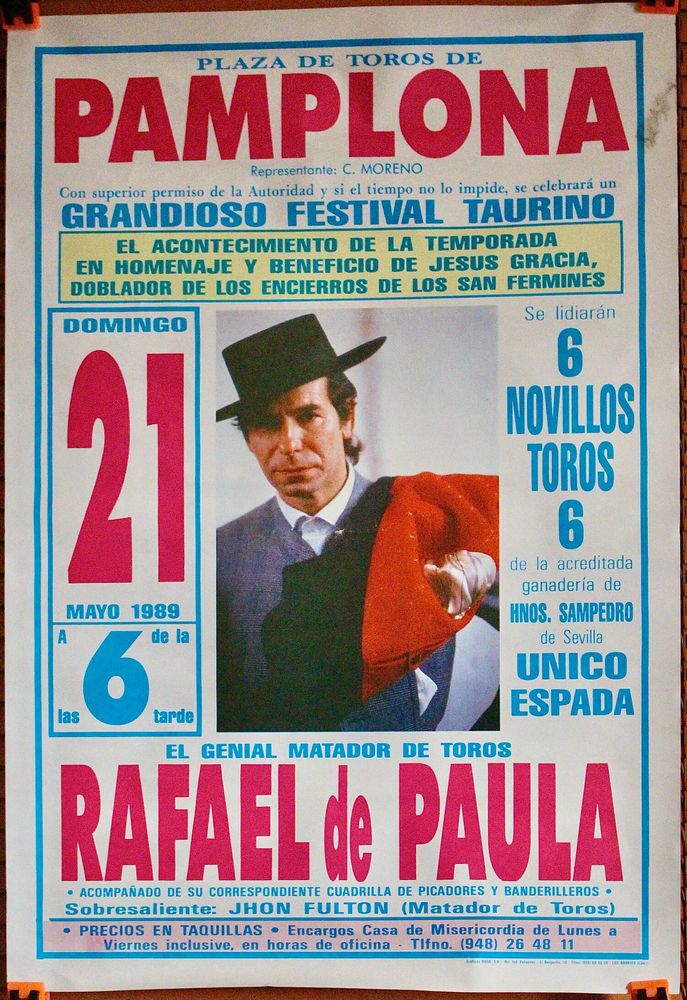 AFFICHE  RAFAEL DE PAULA           PAMPLONA 40 Anglet (64)