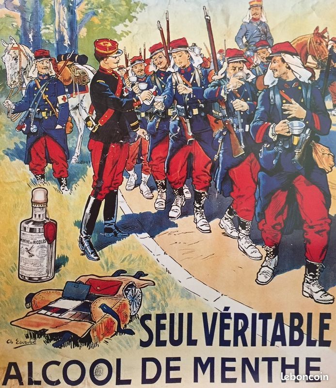 Affiche reclame RICQLES menthe affiche vintage publicitaire 20 Saint-Fargeau-Ponthierry (77)