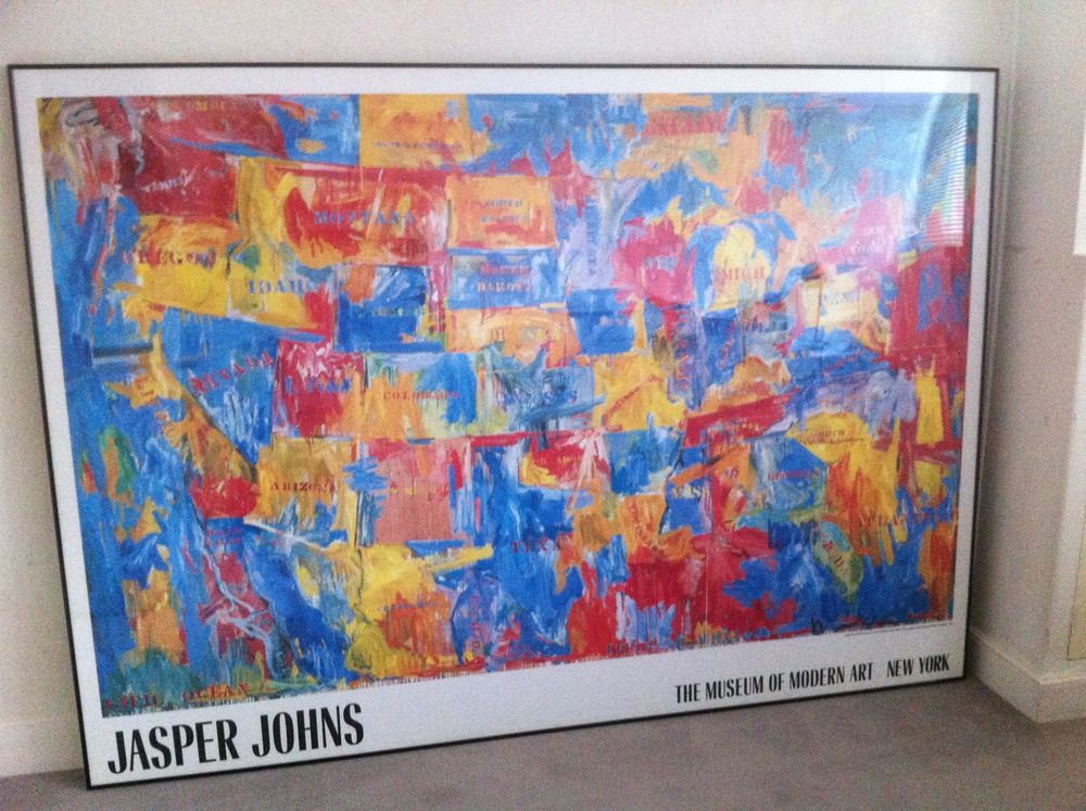 AFFICHE DU TABLEAU de JASPER JOHNS, MAP OF THE USA, EXPO 1989 du MOMA de NEW YORK 440 Paris 17 (75)