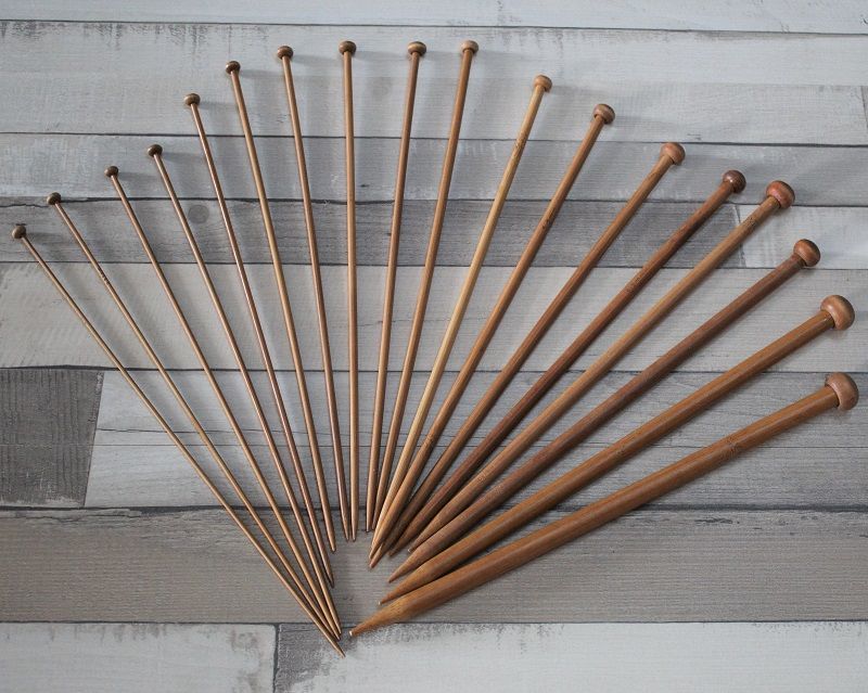 Lot 18 Aiguilles � tricoter bambou 25cm 24 S�te (34)