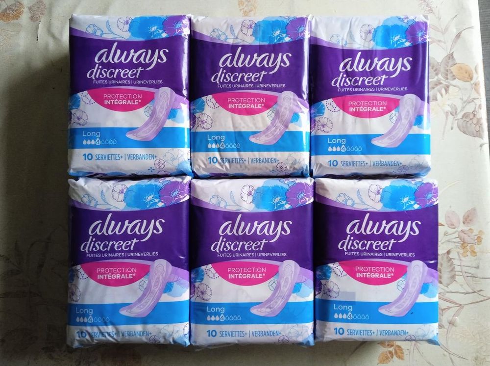 Always Discreet Long, serviettes fuites urinaires NEUF
13 Aubin (12)
