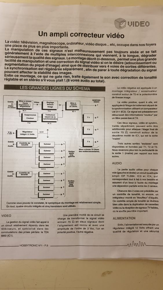 Amplificateur correcteur vid�o 4 sortie. 20 Vincennes (94)