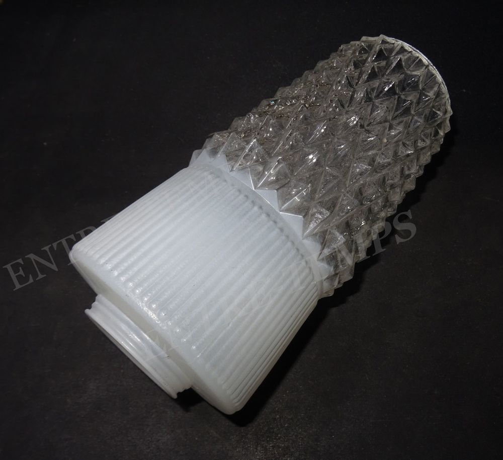 ANCIEN ABAT-JOUR EN VERRE CONIQUE OPAQUE & CLAIR 1 10 Sergines (89)