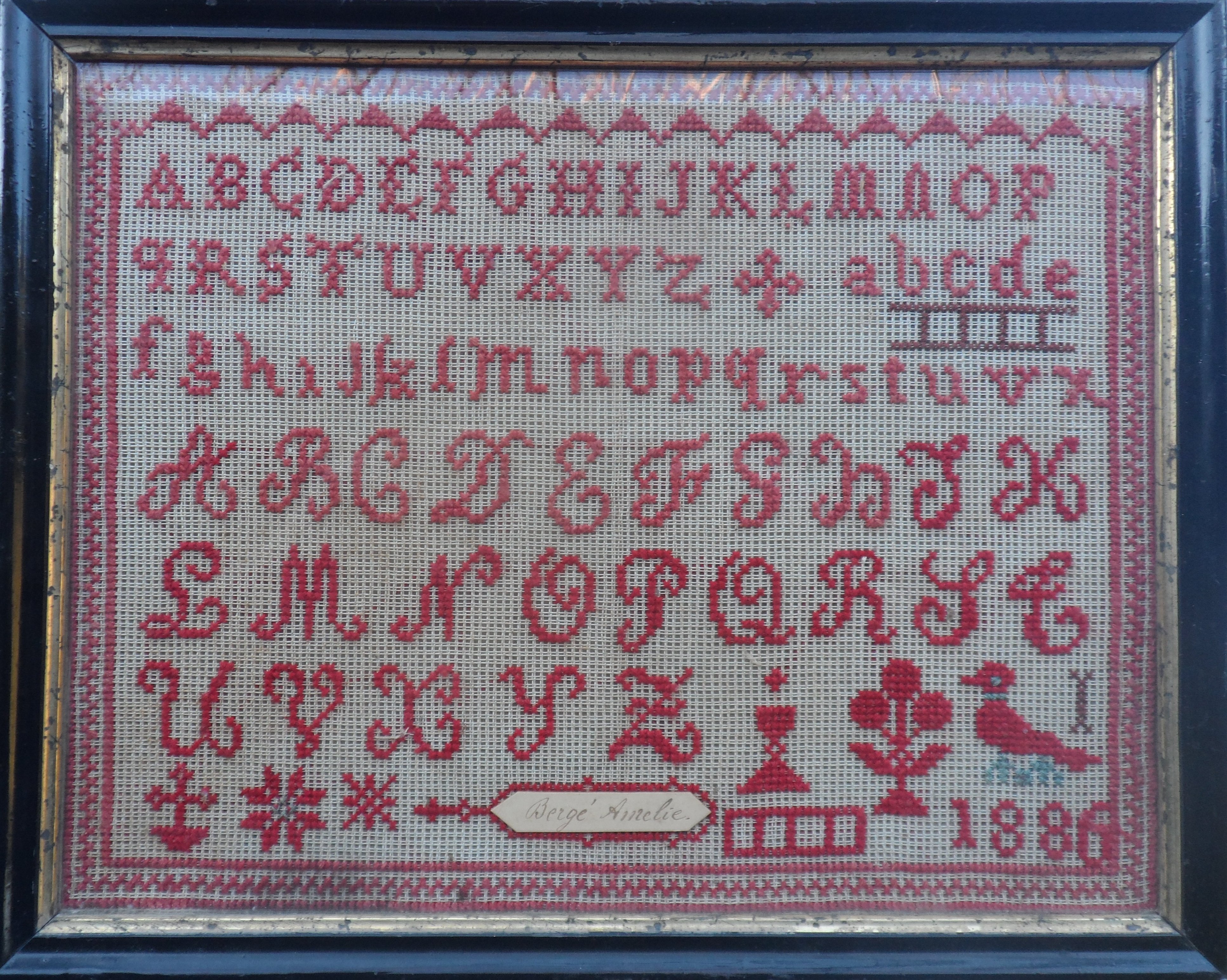 Ancien Ab�c�daire travaux d'aiguilles point de croix 1886 50 Castries (34)