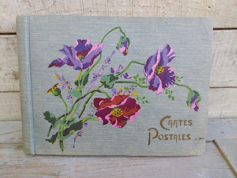 Ancien Album pour Cartes Postales D�cor Fleurs de Pavots 
35 Loches (37)
