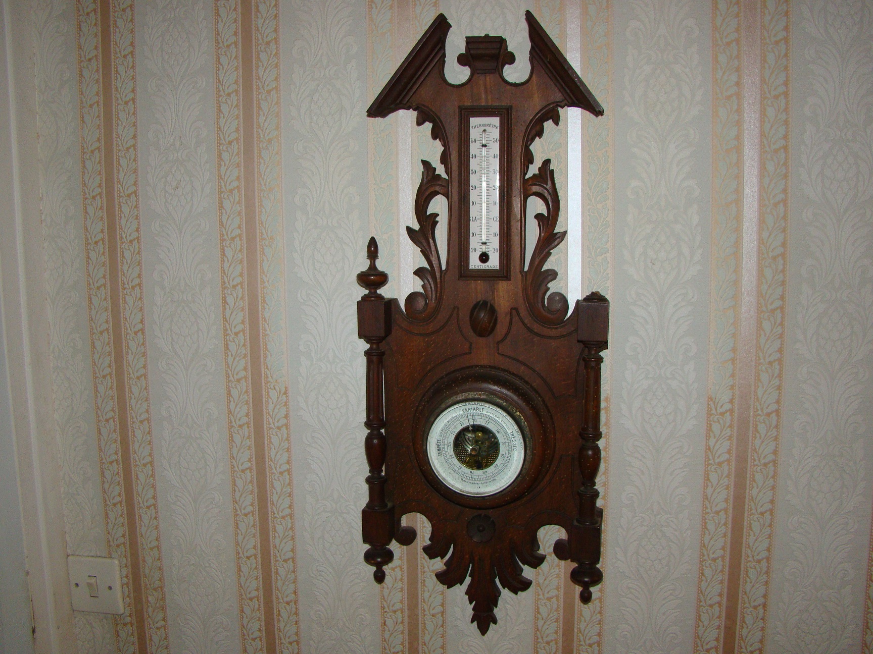 Ancien barom�tre / thermom�tre en bois Epoque Napol�on III 80 Gargenville (78)