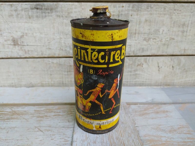 Ancien Bidon Publicitaire Teint�cire B Cire Meuble 32 Loches (37)