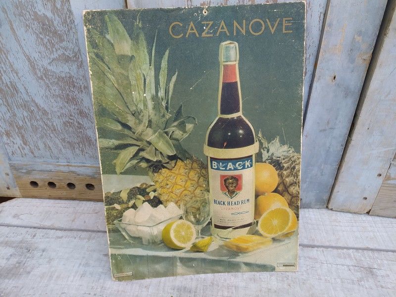 Ancien Carton Publicitaire Rhum Black Head Rum Cazanove  69 Loches (37)