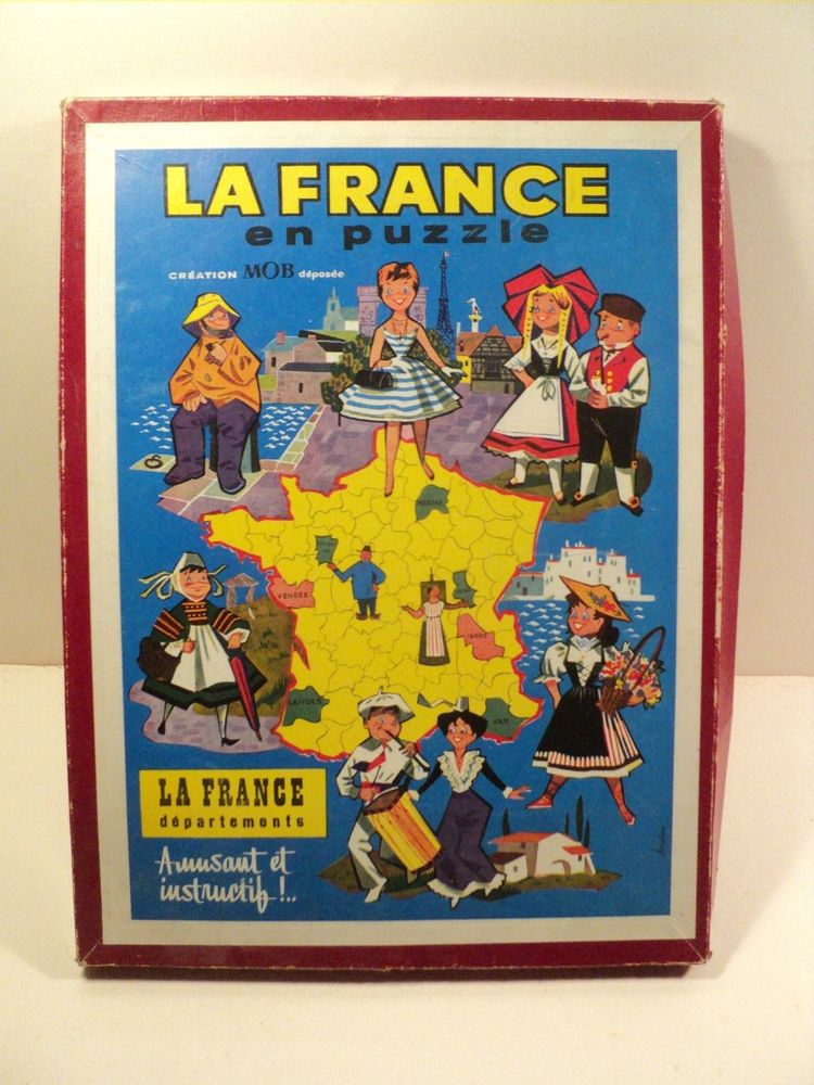 Ancien Jeu �ducatif La France en Puzzle Carte Vintage 25 Loches (37)