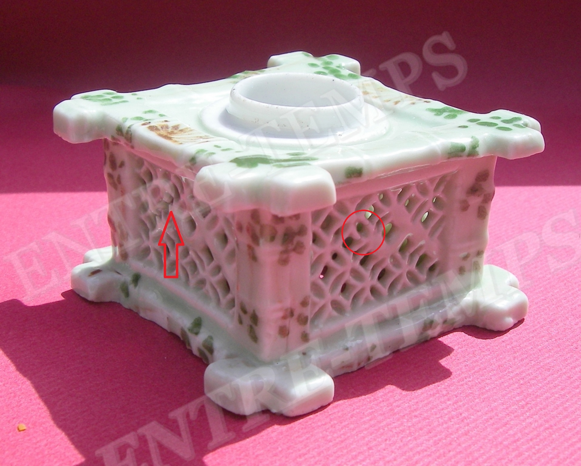 ANCIEN ENCRIER FA�ENCE AJOURE INSPIRATION BAMBOU 16 Sergines (89)