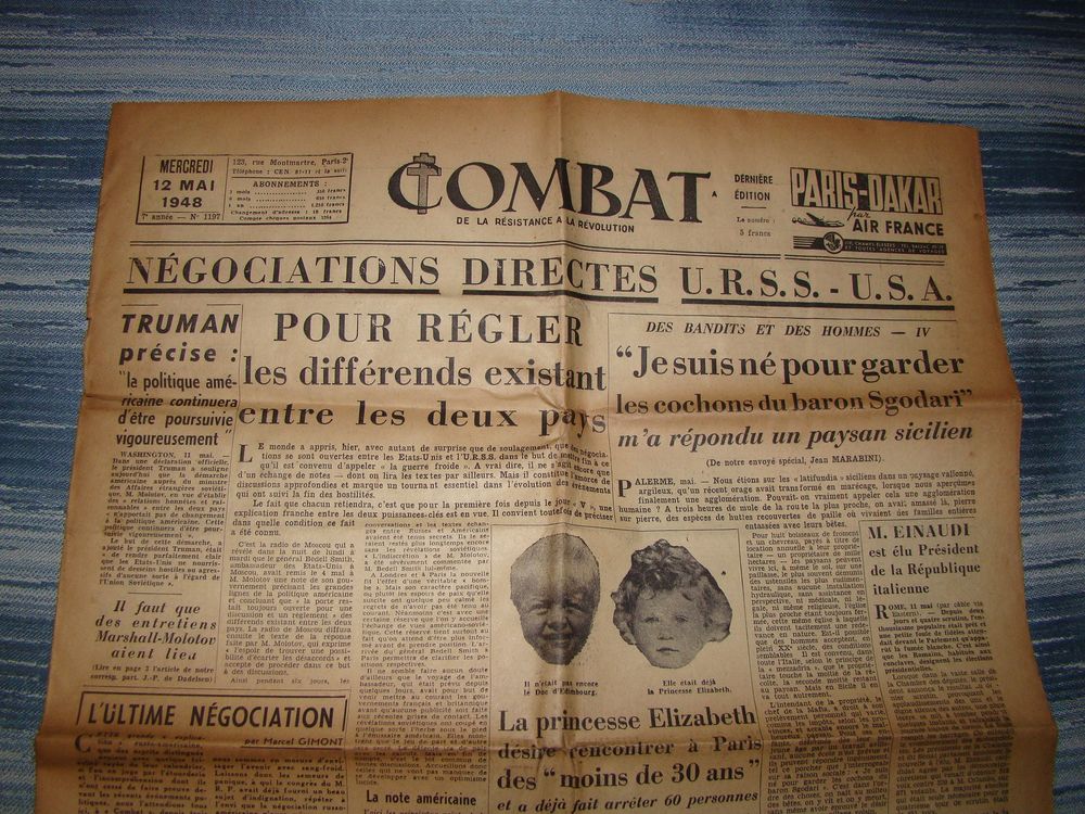 Ancien journal Combat 12 mai 1948
25 Gargenville (78)