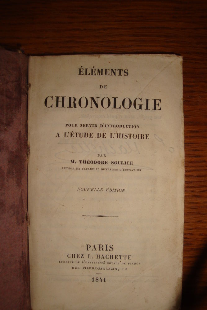 ancien livre de chronologie 1841 15 Quesnoy-sur-De�le (59)