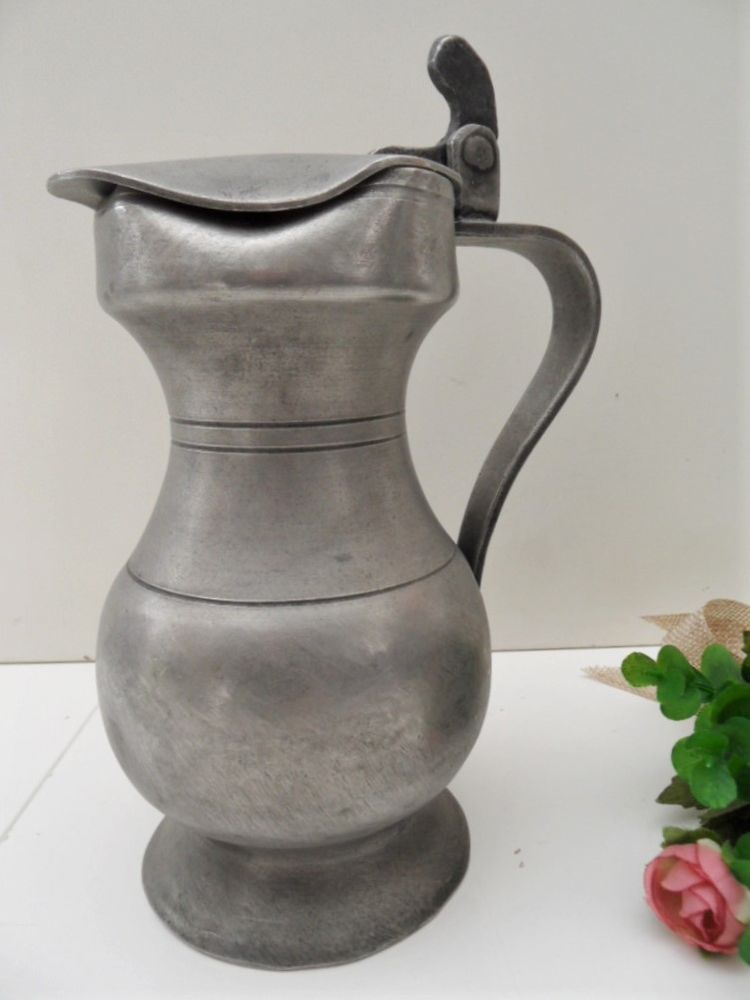 ANCIEN PICHET BALUSTRE EN ETAIN A PIEDOUCHE 86% JG 18�me 79 Marseille 11 (13)