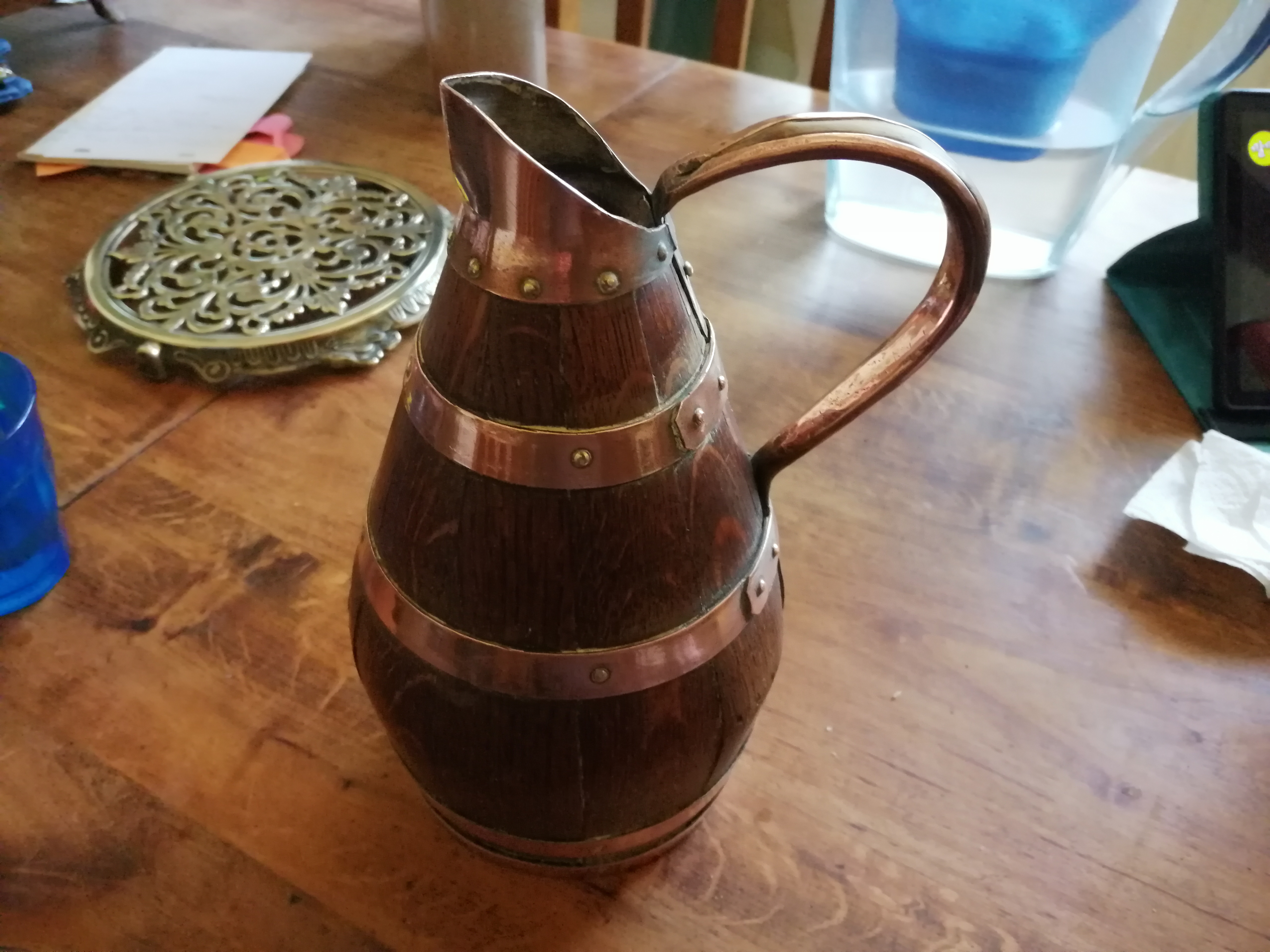 Ancien pichet bois et cuivre 15 Brunoy (91)