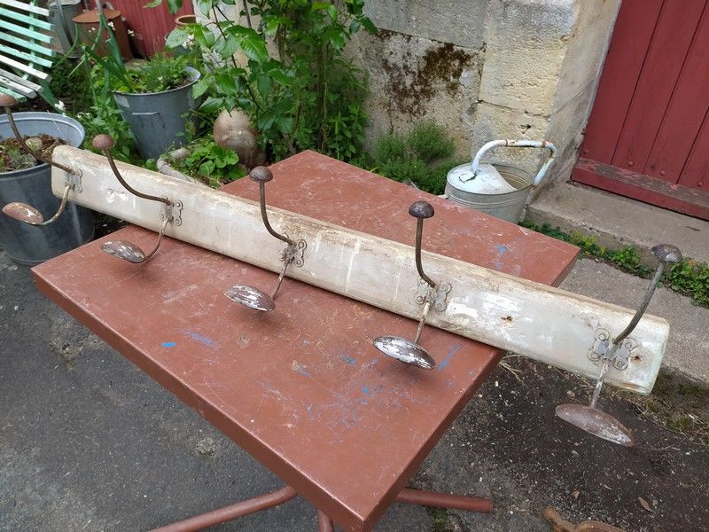 Ancien Porte Manteau Bois et M�tal 5 Pat�res 1900 80 Loches (37)