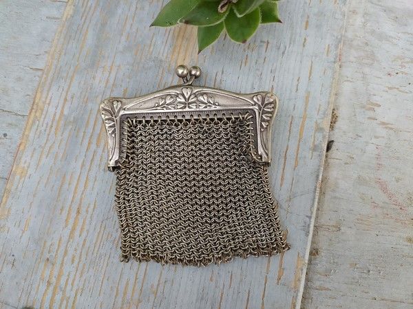 Ancien Porte Monnaie Maille M�tal Argent Art Nouveau 25 Loches (37)