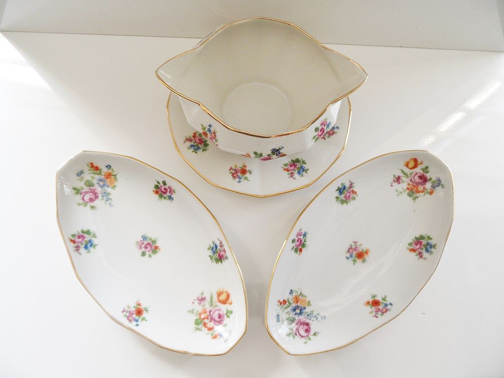 ANCIEN SAUCIER/SAUCIERE + RAVIER PORCELAINE VINTAGE RETRO tb 39 Marseille 11 (13)