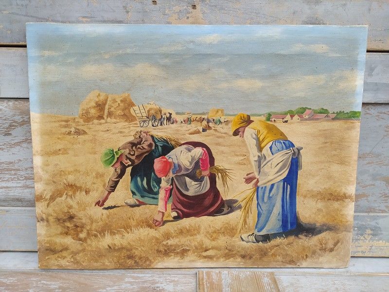 Ancien Tableau Les Glaneuses d'Apr�s Jean Fran�ois Millet� 70 Loches (37)