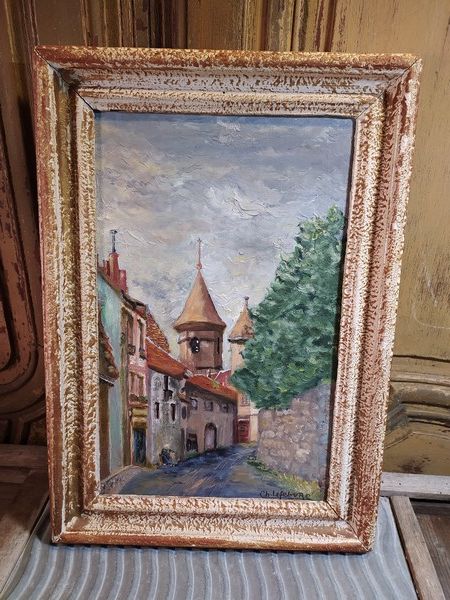 Ancien Tableau Paysage Rue de Langogne Loz�re 60 Loches (37)