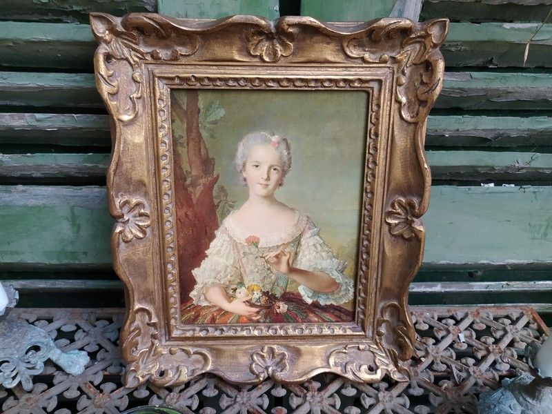 Ancien Tableau Portrait de Louise de France de Nattier 120 Loches (37)