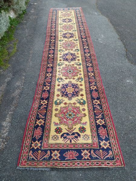 Ancien Tapis Afghan Kazak Laine Fait Main Afghanistan 250 Loches (37)