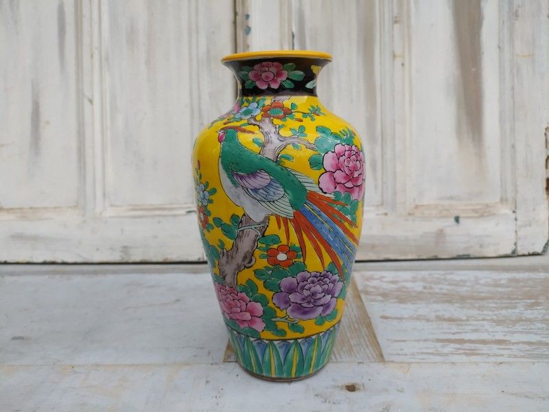 Ancien Vase Japon ou Chine D�cor Oiseau et Pivoines  120 Loches (37)