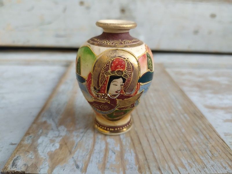 Ancien Vase Miniature Jouet Dinette Fa�ence de Satsuma Japon 55 Loches (37)