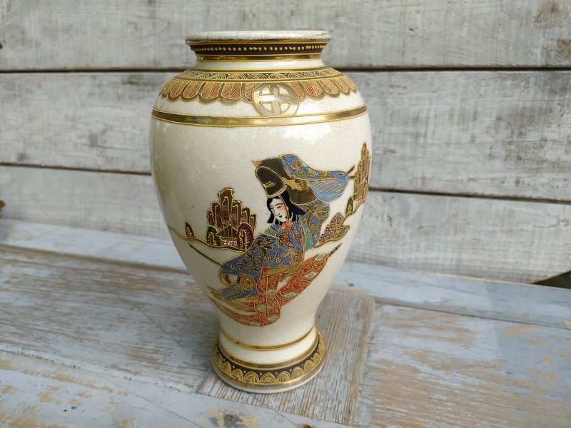Ancien Vase Satsuma Fa�ence Japon d�but XX�me 1 Loches (37)