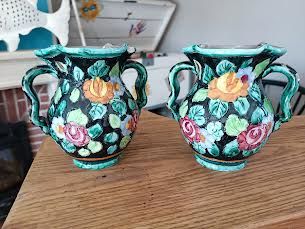 ANCIEN VASE SIGNE CERART MONACO DECOR FLORAL 15 Saint-Jean-du-Cardonnay (76)