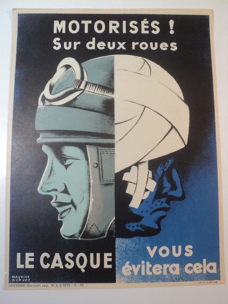Ancienne Affiche S�curit� SNCF Motoris�s ! sur deux roues .. 50 Loches (37)
