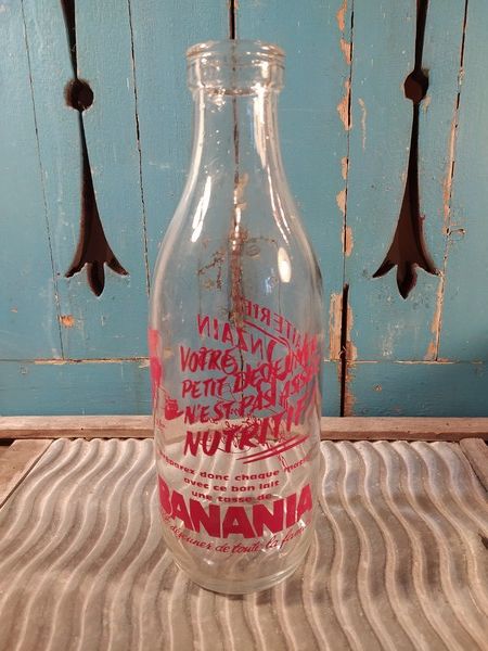 Ancienne Bouteille de Lait Publicitaire Banania Laiterie d'O 35 Loches (37)