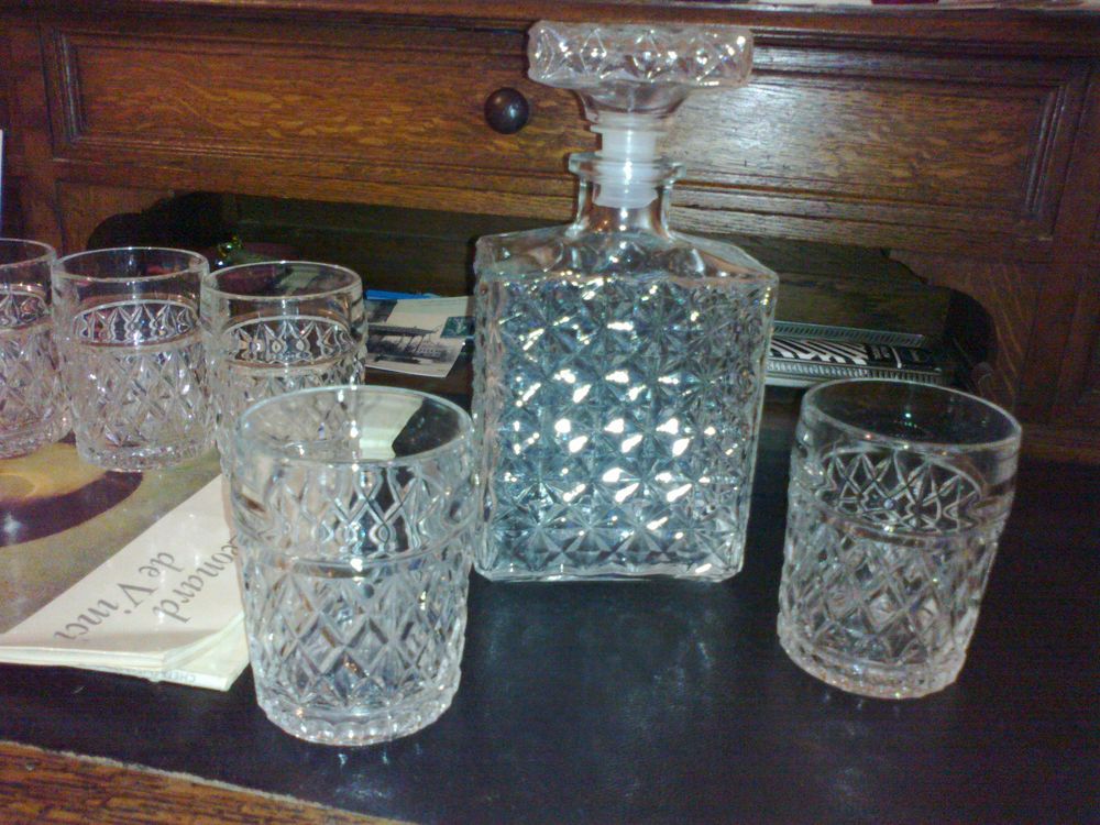 Ancienne Carafe et 6 verres  � whisky 20 Lecelles (59)
