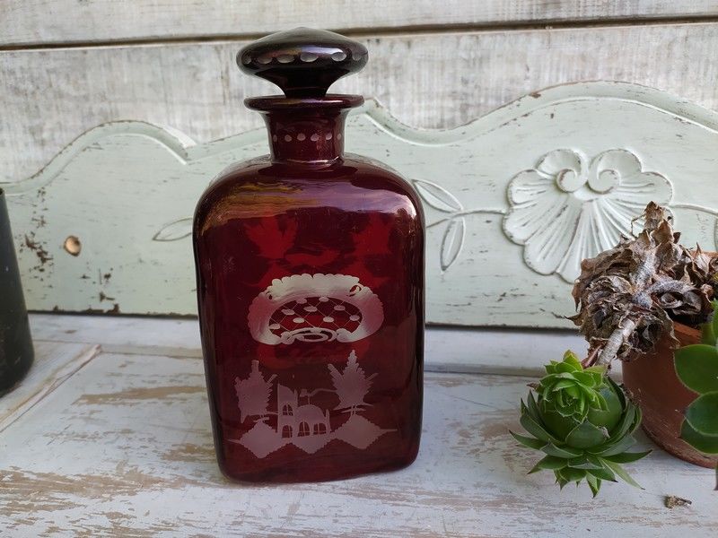 Ancienne Carafe � Whisky Cristal de Boh�me Bordeaux 39 Loches (37)