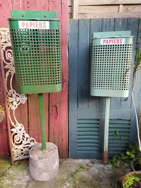 Ancienne Corbeille Papier de Jardin Public Poubelle Vintage 80 Loches (37)