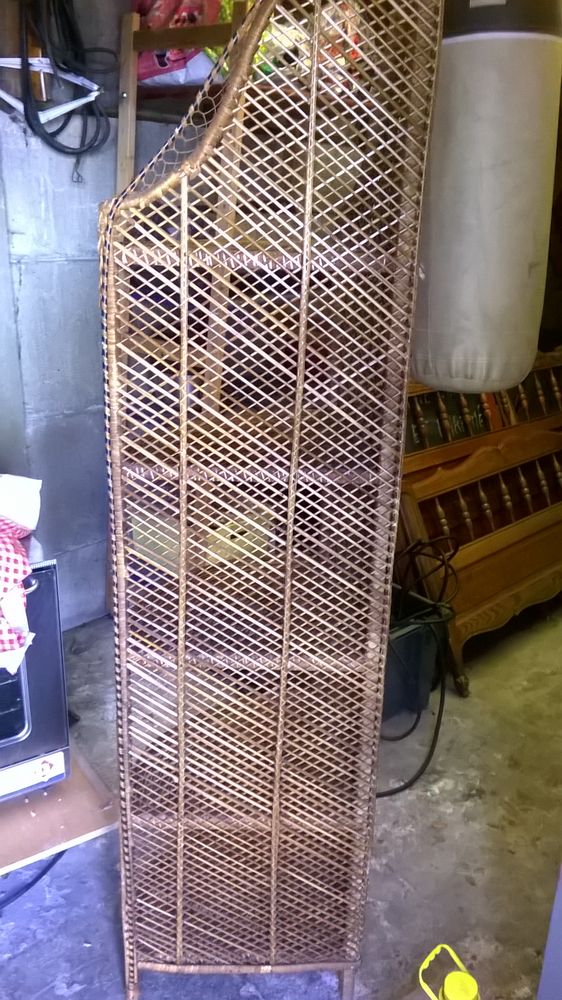 Ancienne �tag�re angle 1960 rotin tr�ss� belle pi�ce 1m80 300 Carvin (62)