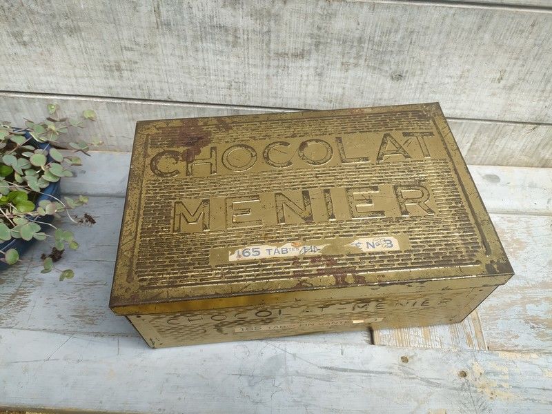 Ancienne Grande Boite T�le Publicitaire Chocolat Menier 45 Loches (37)