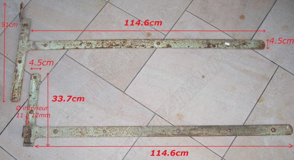 ANCIENNE PAIRE DE PENTURE FER FORG�E PORTE XIX �me 49 Sergines (89)