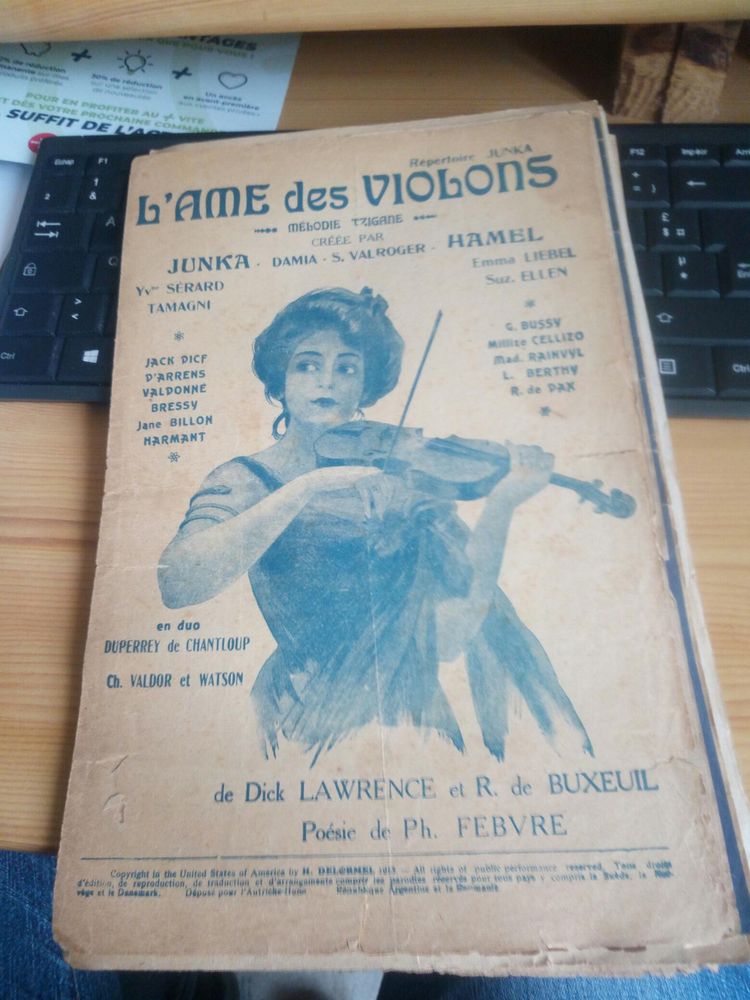 ANCIENNE PARTITION L AME DES VIOLONS DAMIA S VALROGER DE DIC 5 Levainville (28)