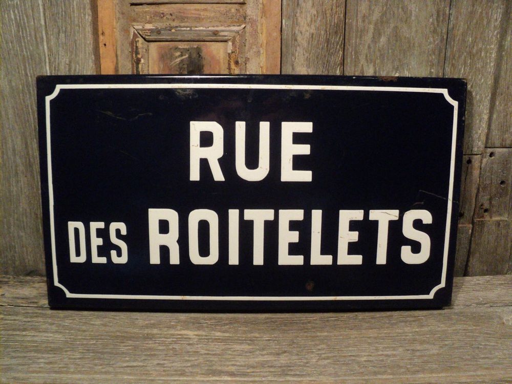 Ancienne plaque de rue �maill�e RUE DES ROITELETS 70 Loches (37)