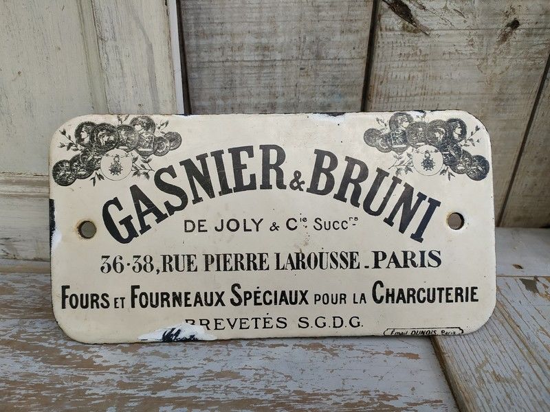 Ancienne Plaque �maill�e Fourneaux Gasnier & Bruni 80 Loches (37)