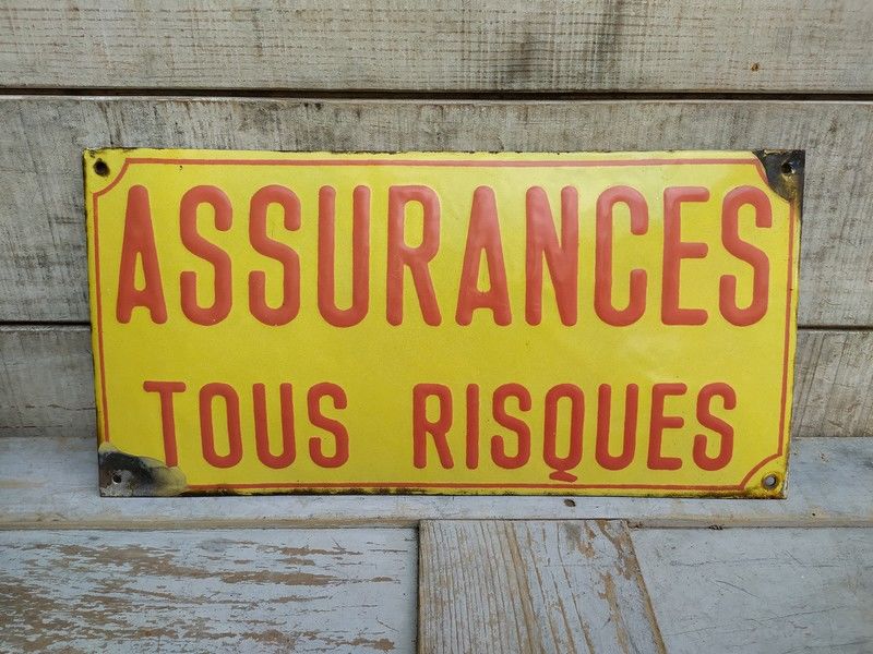 Ancienne Plaque �maill�e Assurances Tous Risques 130 Loches (37)